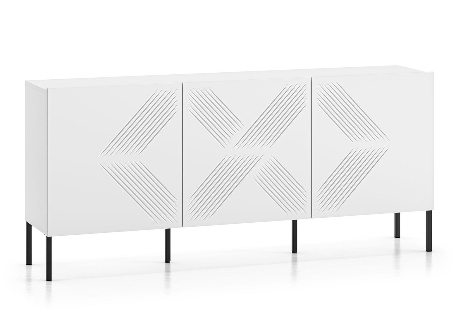 Feldmann-Wohnen Sideboard Weiß, Schwarz 170x77x37 cm