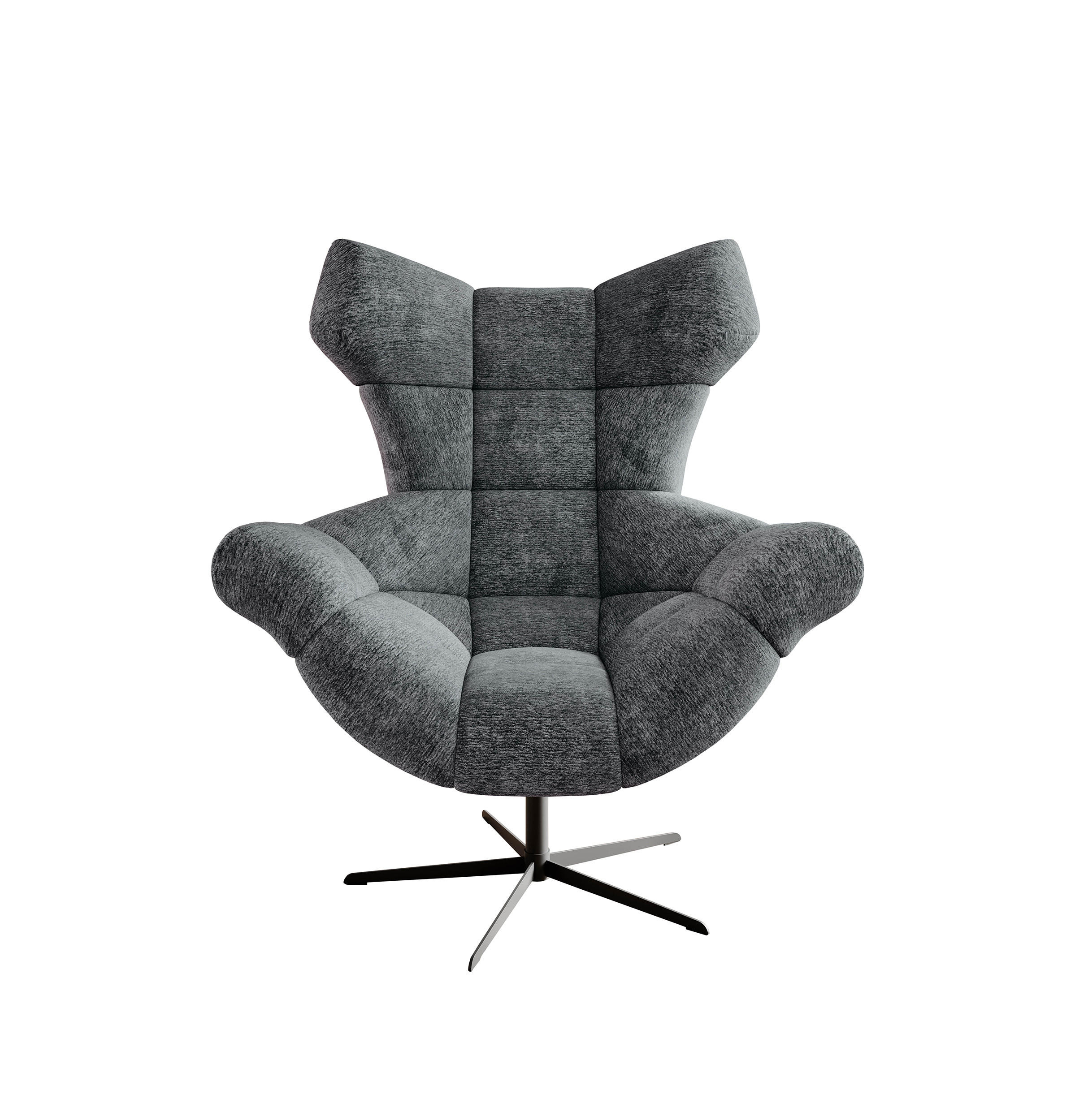 SESSEL SENSI Relaxstuhl mit 360° Drehung und Schwingfunktion – Lux-Schaumkissen, Dunkelgrau, 104x46x119 cm - Anthrazit/Schwarz, Holz/Textil (104/119/84cm) - DomoHome