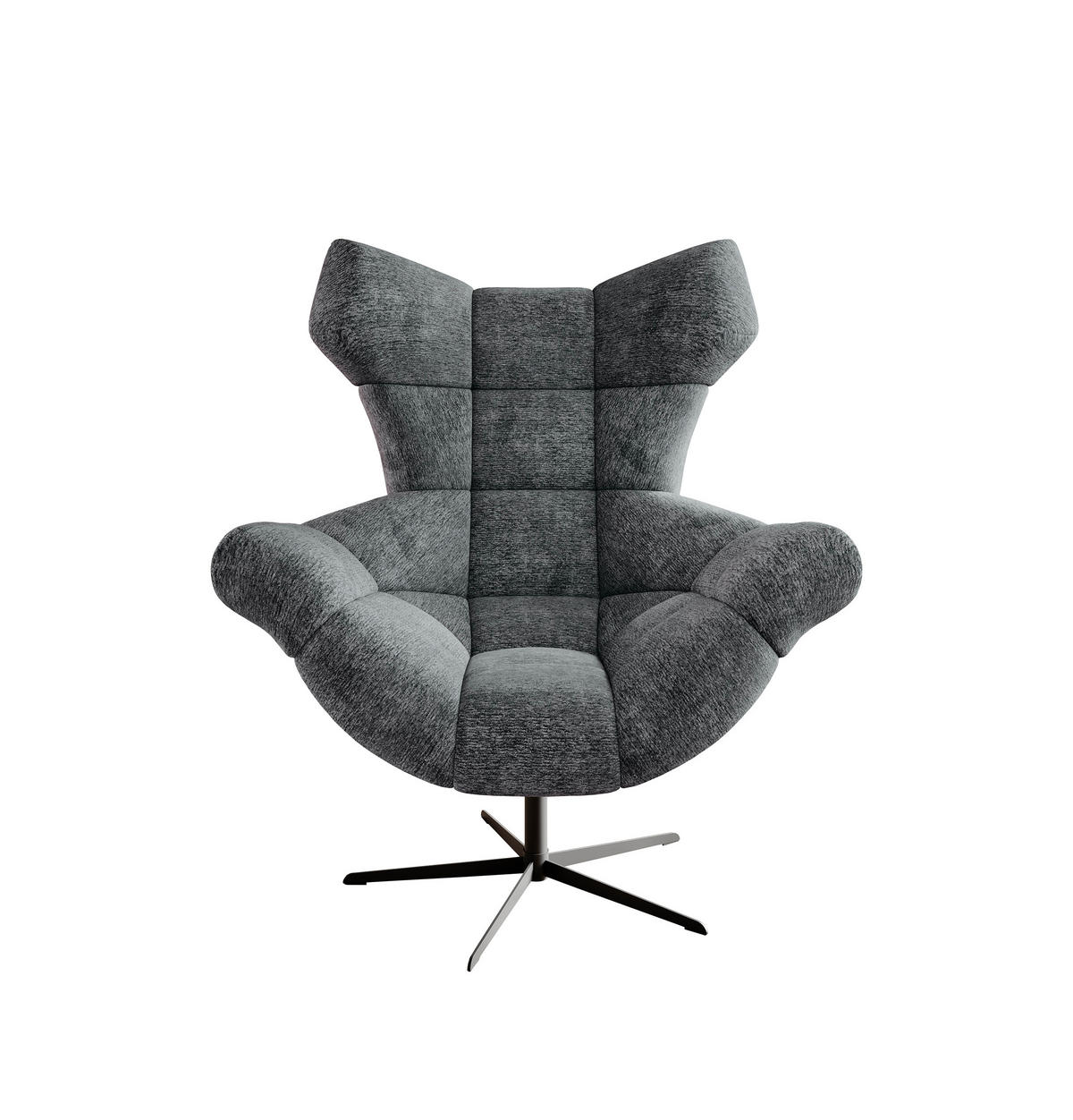 SESSEL SENSI Relaxstuhl mit 360° Drehung und Schwingfunktion – Lux-Schaumkissen, Dunkelgrau, 104x46x119 cm - Anthrazit/Schwarz, Holz/Textil (104/119/84cm) - DomoHome