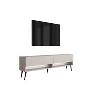 TV-LOWBOARD 170 cm Kaschmir, schwarze schräge Beine, weiße LED, 170 × 32 × 52 cm - Beige, Holzwerkstoff (170/52/32cm) - 3XE LIVING