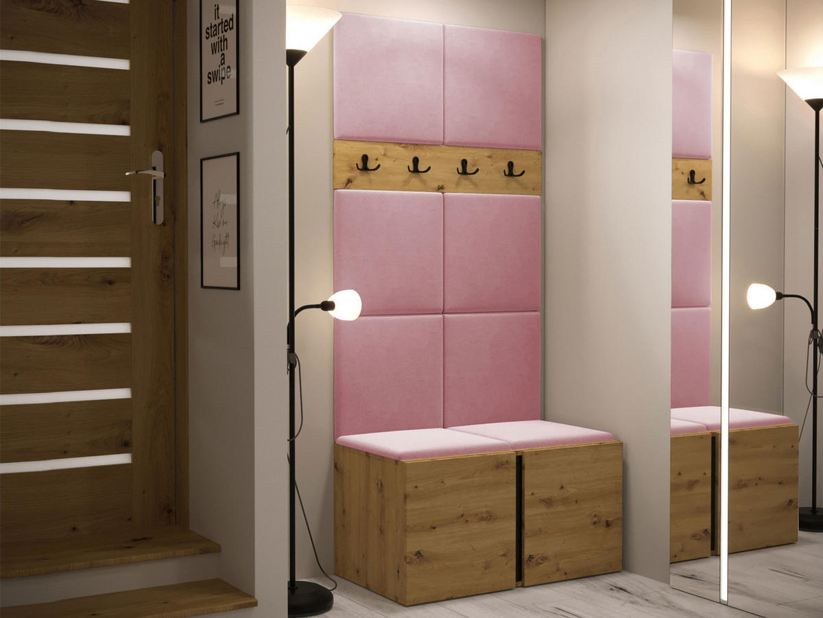 GARDEROBEN-SET Orion IV - Eiche Artisan/Rosa, Holzwerkstoff/Kunststoff (84/186/46cm) - MIRJAN24