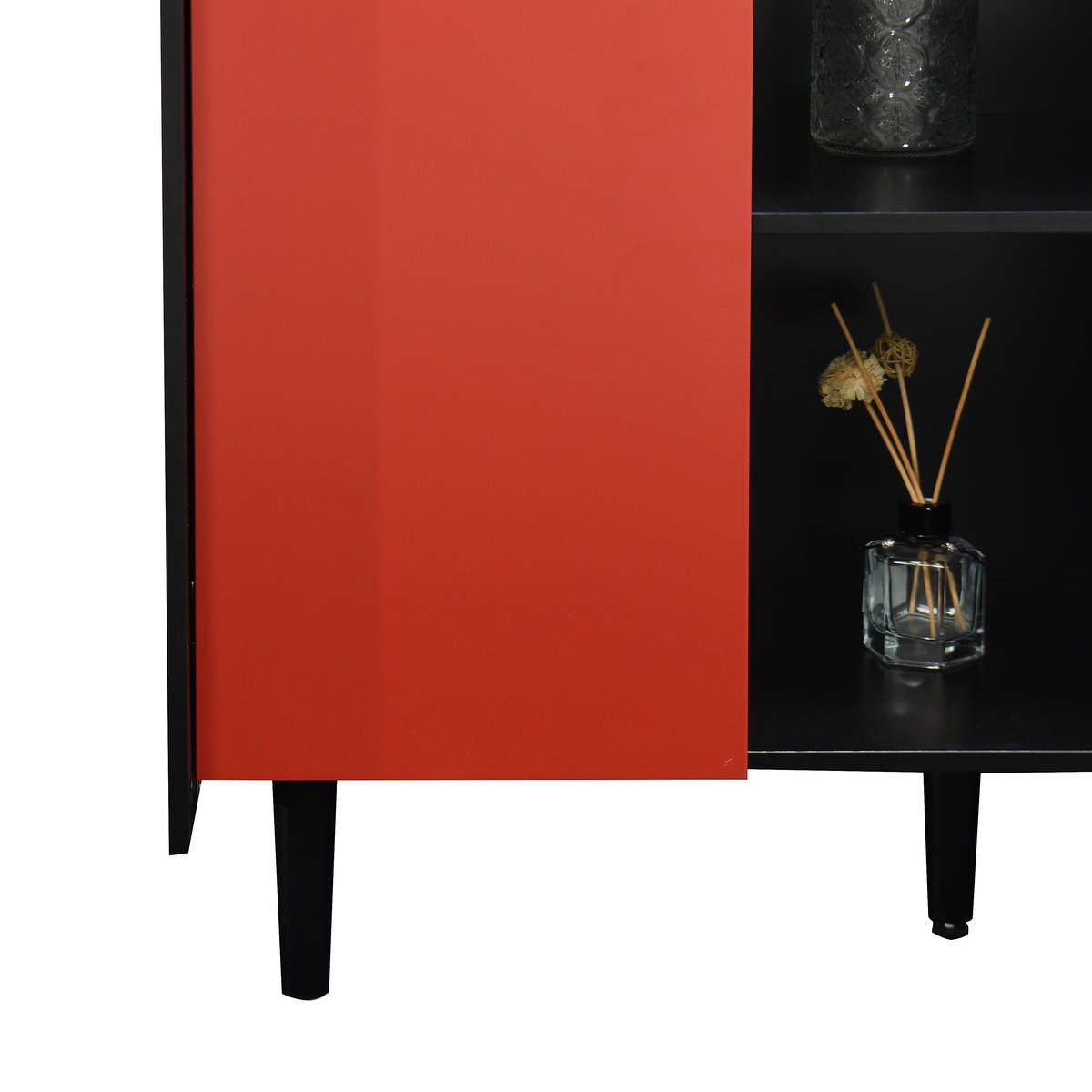 SIDEBOARD Schwarz/Rot 90/40/80 cm - Schwarz, Holzwerkstoff (90/80/40cm) - PANGIVO