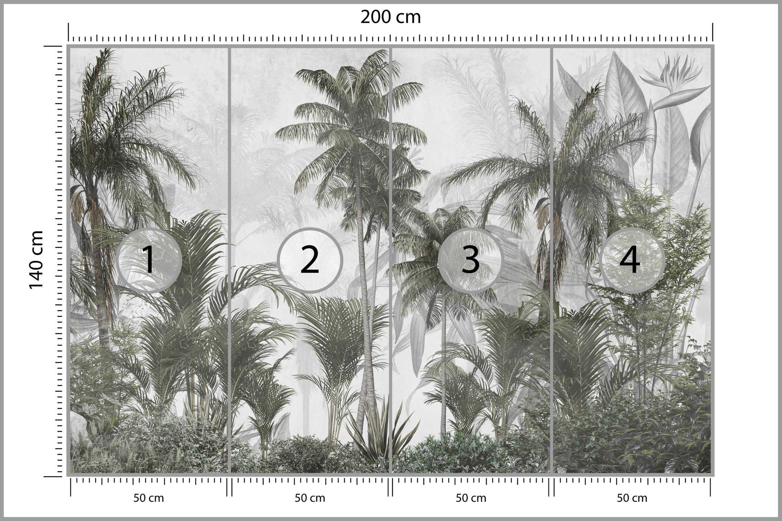 Muralo Fototapete Grün, Grau 200x140 cm