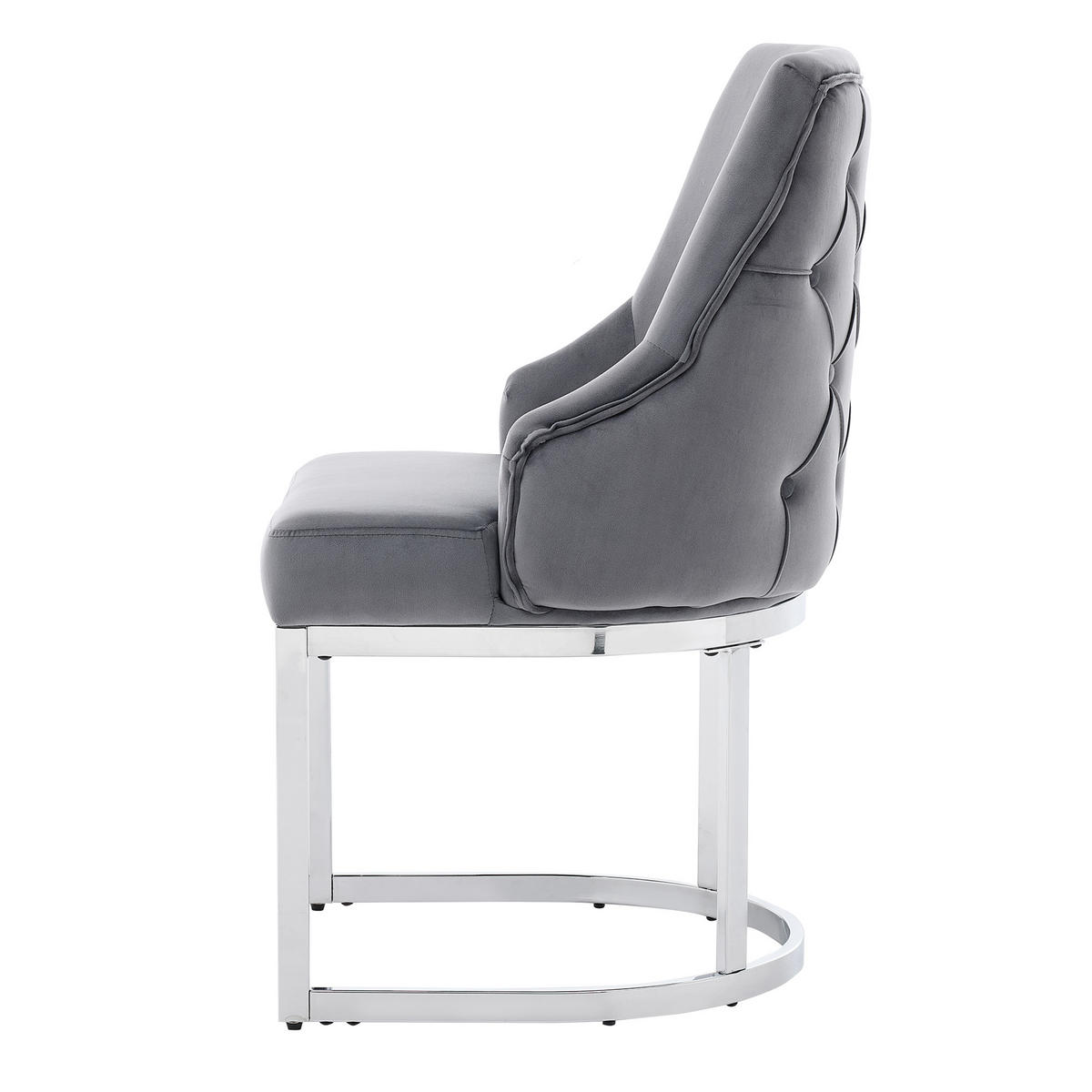 ESSZIMMERSTÜHLE 2er-Set Samt Silber Metall Grau - Silberfarben/Grau, Textil (59/89/55cm) - FLIEKS