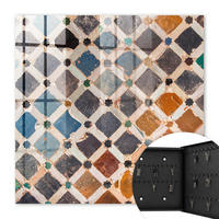 SCHLÜSSELBOX Schwarz 30x30 cm- Türöffnung nach rechts - Farbenfrohes Mosaik - Blau, Metall (30/30/5cm) - TULUP
