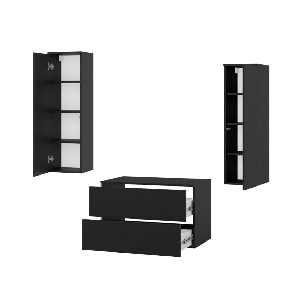 BADMÖBEL-SET Color Schwarz 3-Teilig (2S 80 + 1D 100 X2) - Schwarz, Holzwerkstoff (120/160/45cm) - mzm24