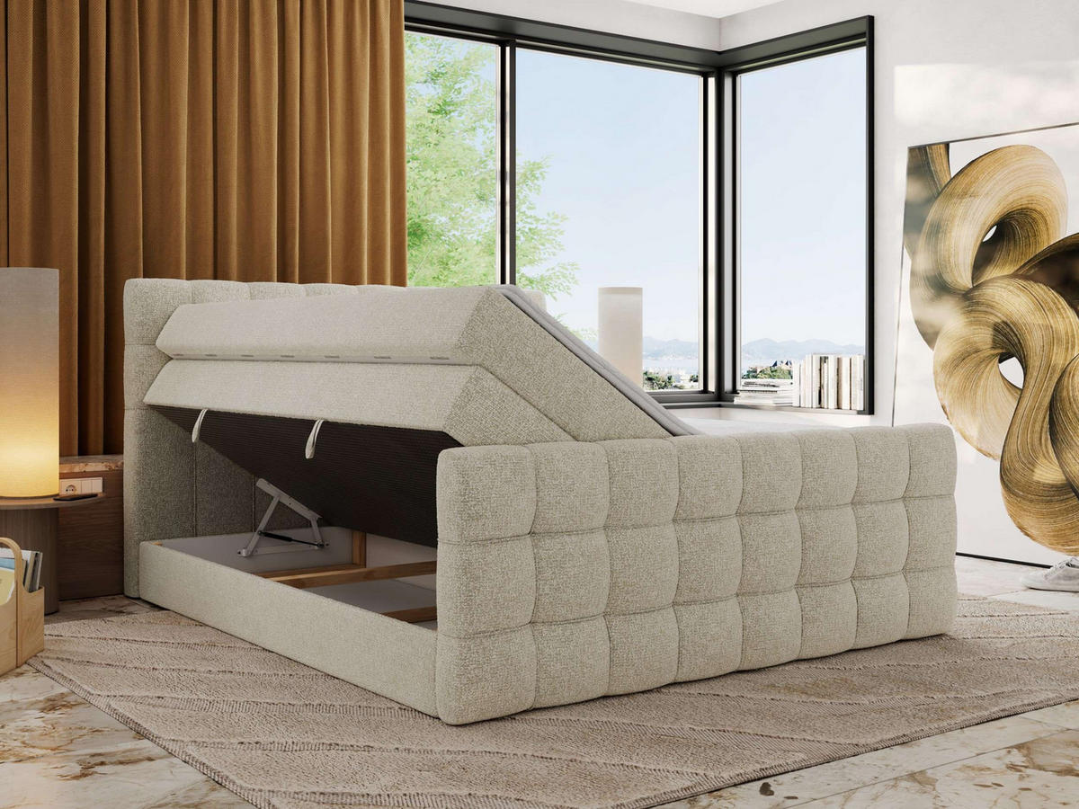 BOXSPRINGBETT ALTIVO KING DUO 120/200 - Creme Strukture - H4 - Creme, Textil (120/200cm) - MKS