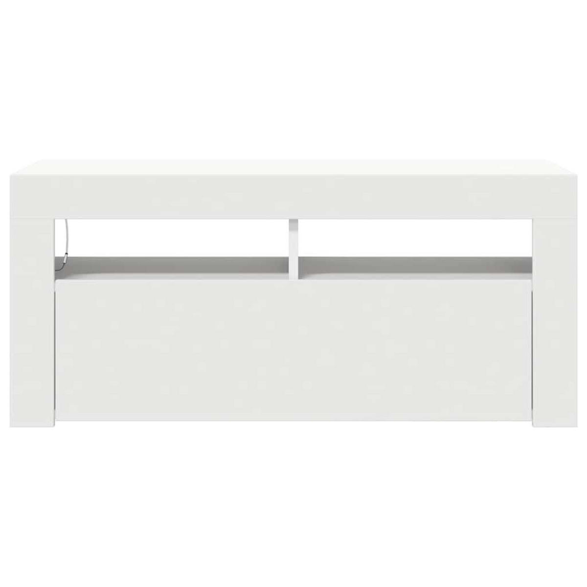TV-SCHRANK Mit Led-Leuchten Weiß 90/35/40 Cm - Weiß, Holz (90/40/35cm) - vidaXL