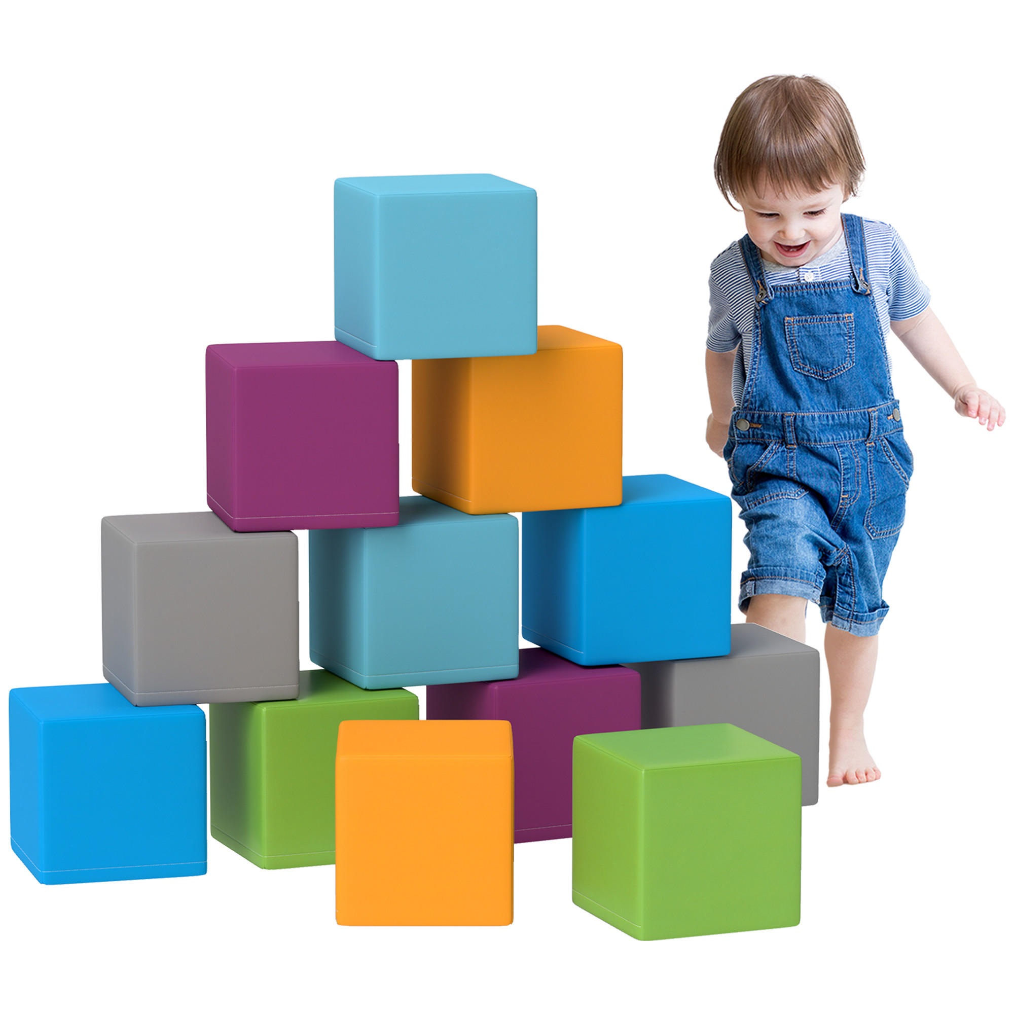 SOFTBAUSTEINE - Blau/Hellgrün, Kunststoff (20/20/20cm) - HOMCOM