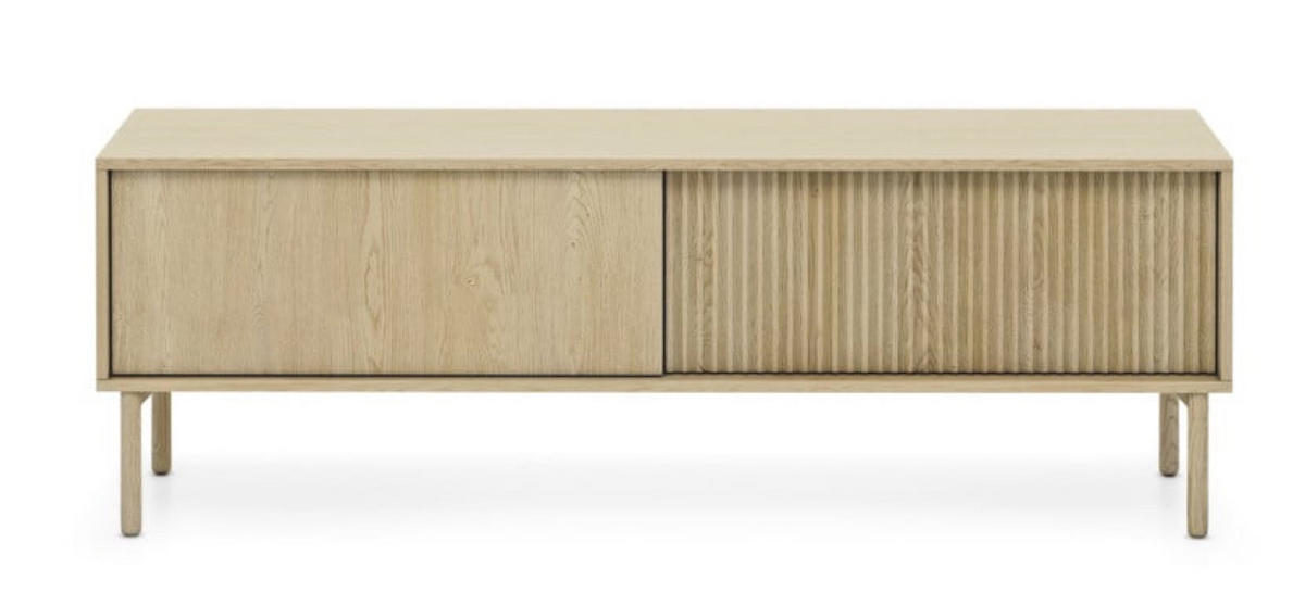 KOMMODE Weiß AVO Ryflowana RTV 2D 153 cm - Gelb, Holz (153.5/51.8/39.5cm) - Sepro Meble
