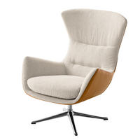 SESSEL mit Kreuzfuß - Chromfarben/Cognac, Leder/Textil (84/99/96cm) - home24