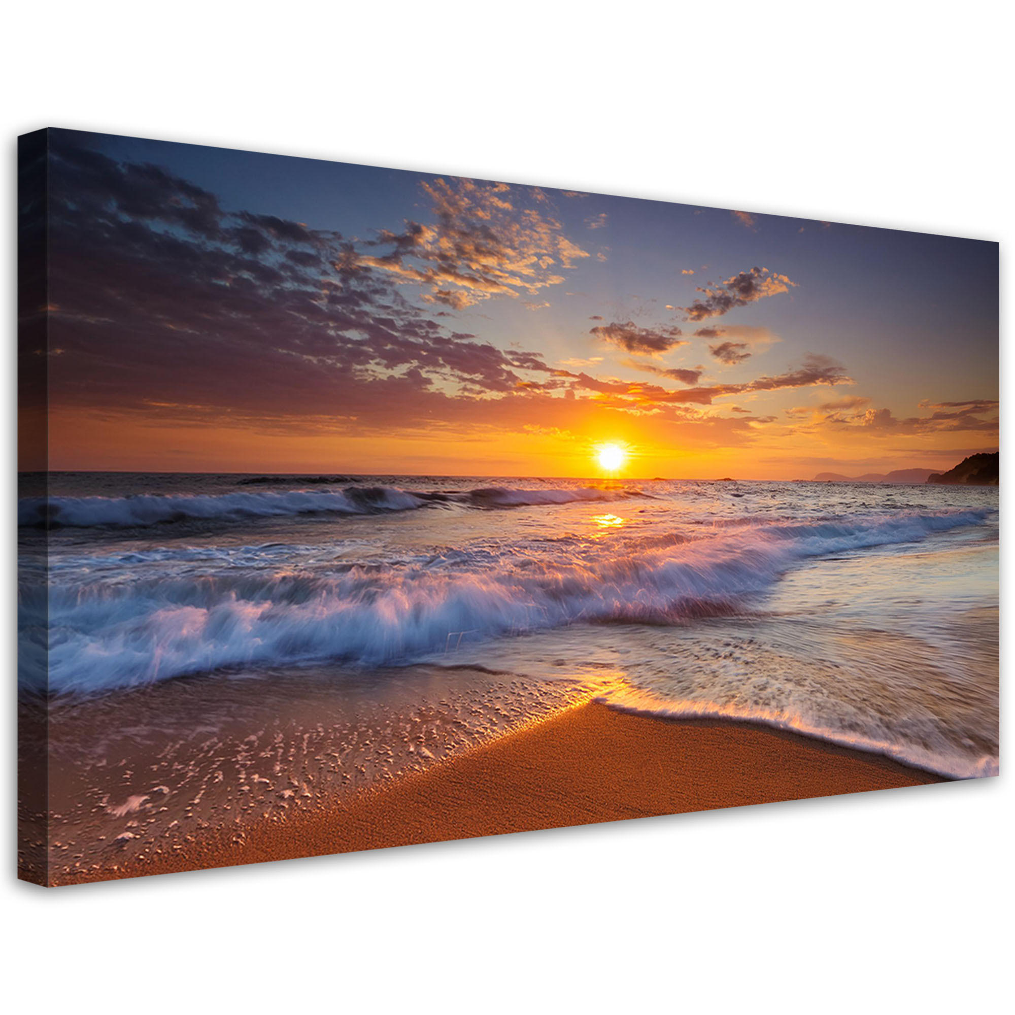 WANDBILD strand meer sonnenuntergang landschaft - Orange, Textil (100/50cm) - Feeby