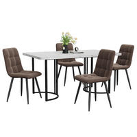 ESSGRUPPE Esstisch 4 Stühle MDF Weiß Braun 140x80cm - Braun, Holzwerkstoff (140/75/80cm) - FLIEKS