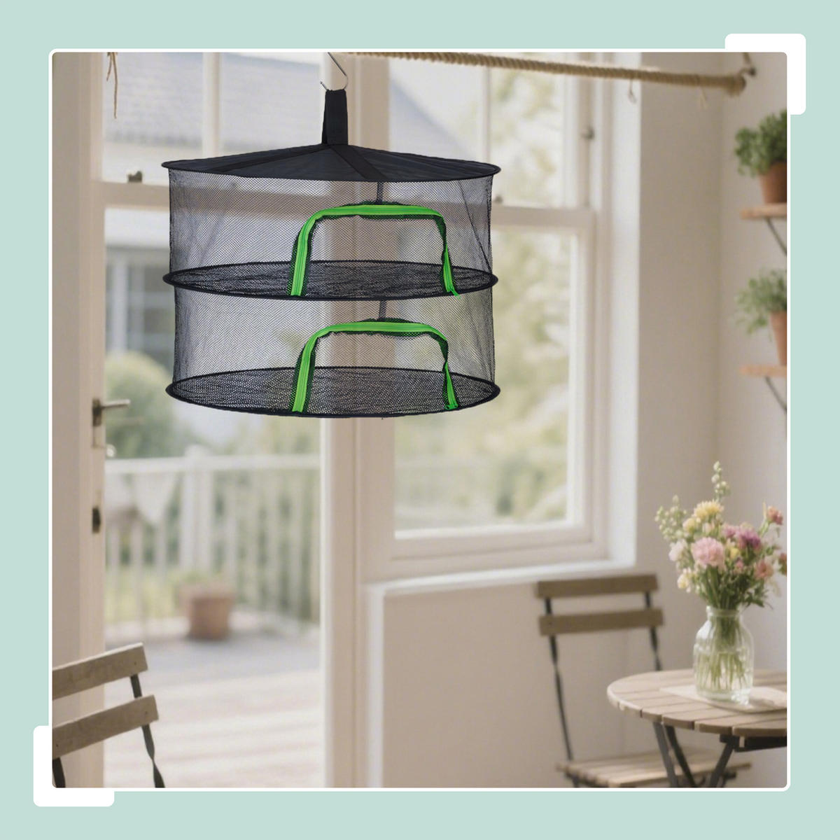 TROCKENNETZ - Schwarz, Textil/Metall (60/40/60cm) - Relaxdays