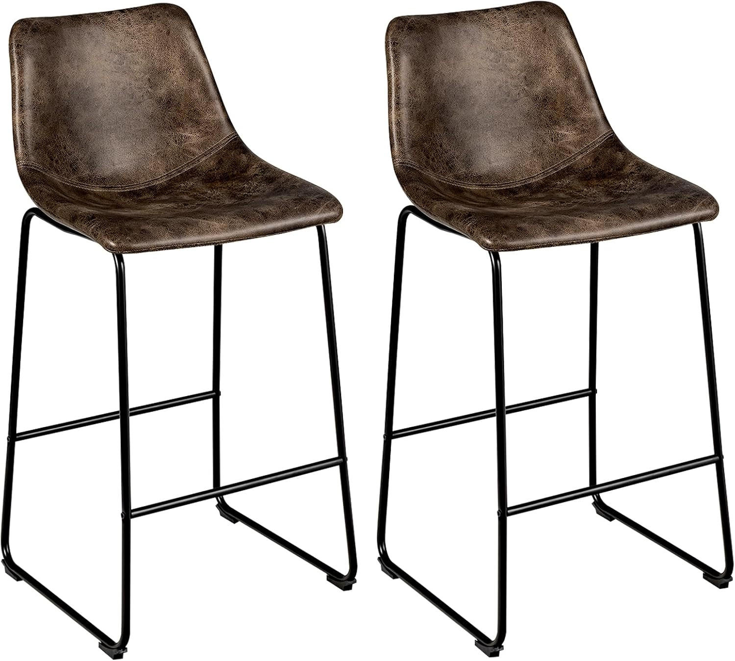 ESSZIMMERSTUHL Barstuhl Braun(2er-Set) - Braun, Metall (55/102/49cm) - COSTWAY