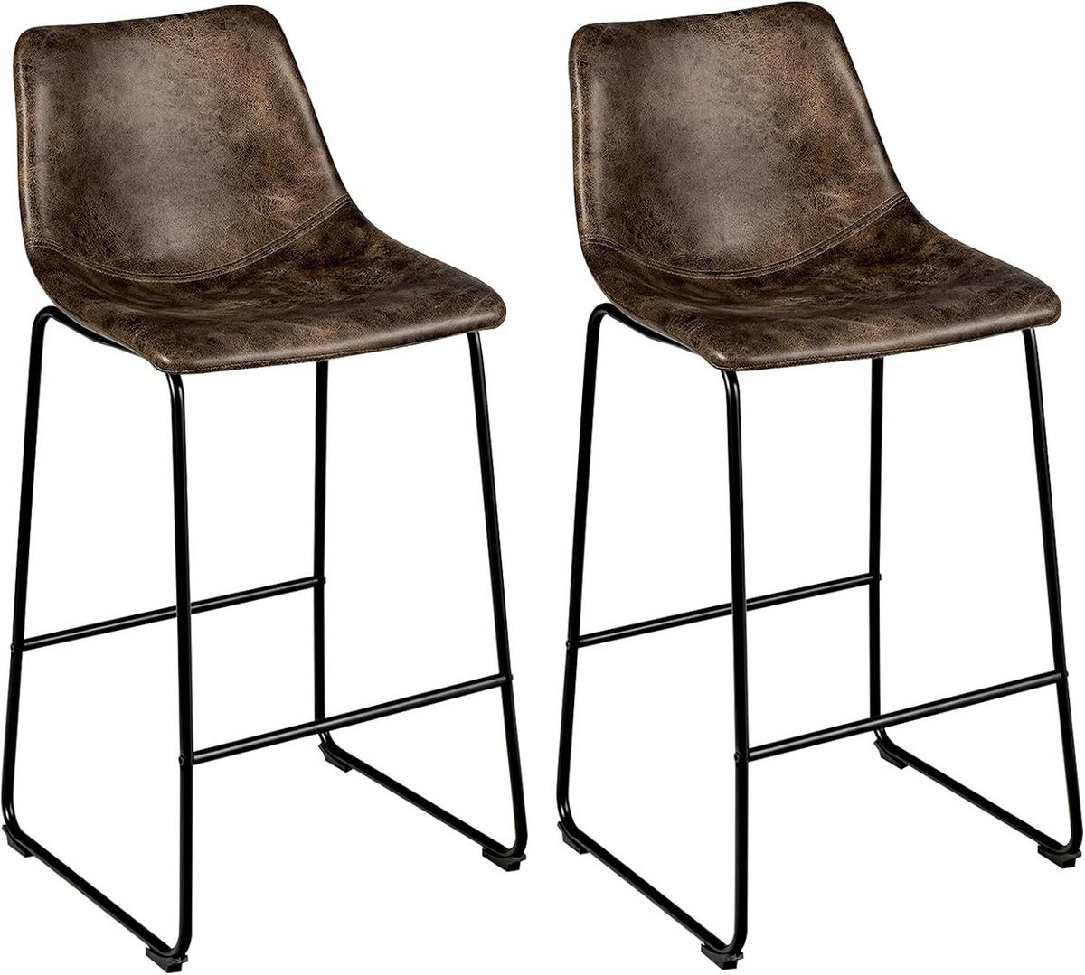 ESSZIMMERSTUHL Barstuhl Braun(2er-Set) - Braun, Metall (55/102/49cm) - COSTWAY