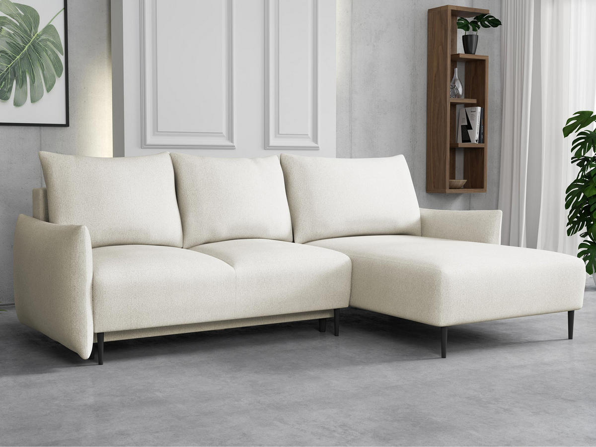 ECKSOFA Santi L - Creme/Schwarz, Holz/Textil (240/160cm) - MIRJAN24