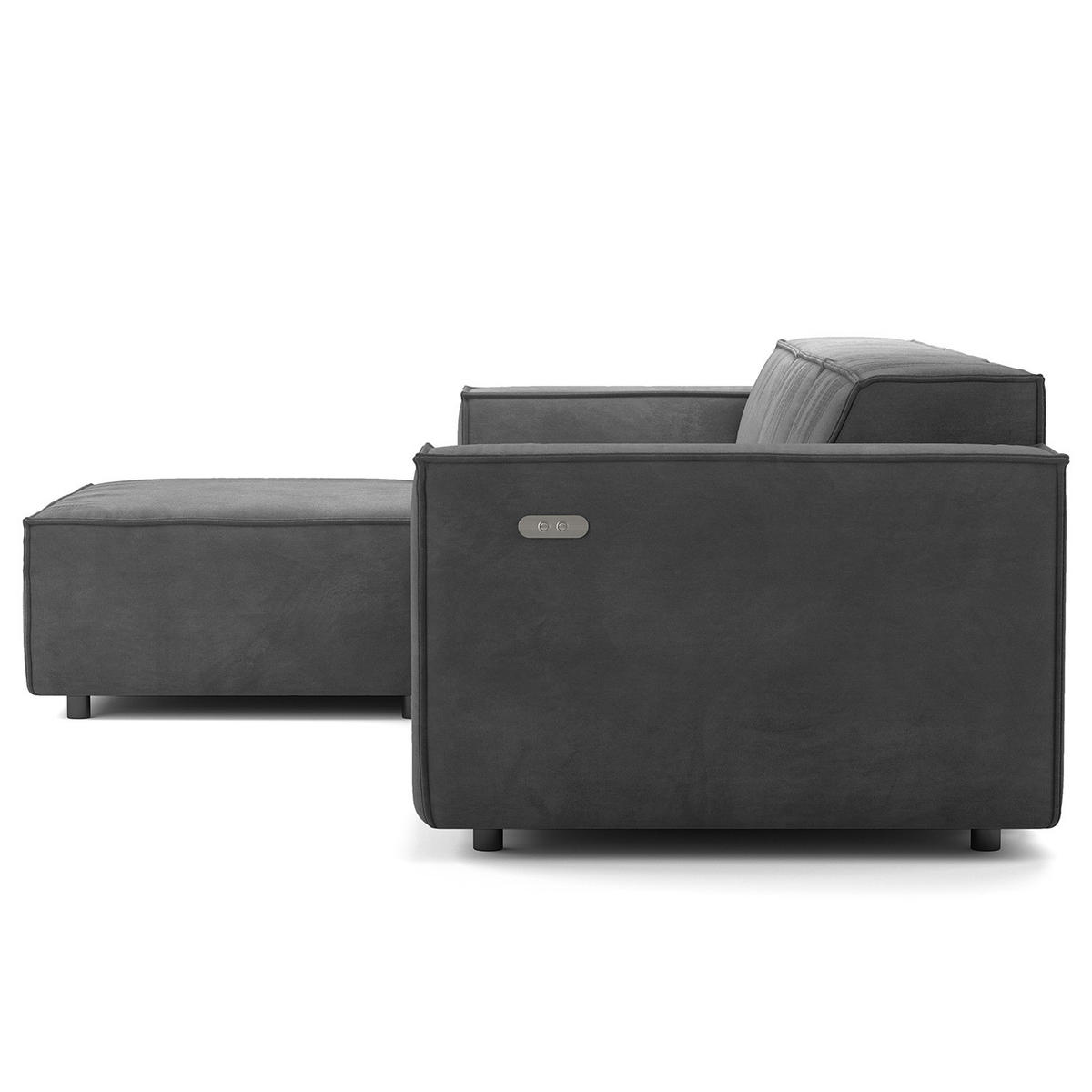ECKSOFA mit Longchair - Schwarz/Grau, Kunststoff/Textil (260/177cm) - home24