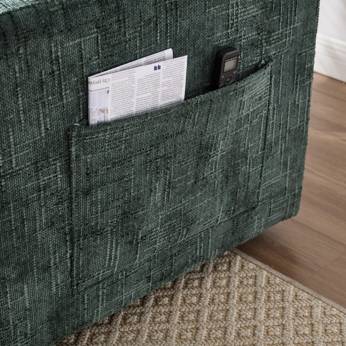 FERNSEHSESSEL Relaxsessel,Polsterliege mit Stauraum,Chenille,Grün - Grün, Holz (84.5/87/125cm) - LVHOM