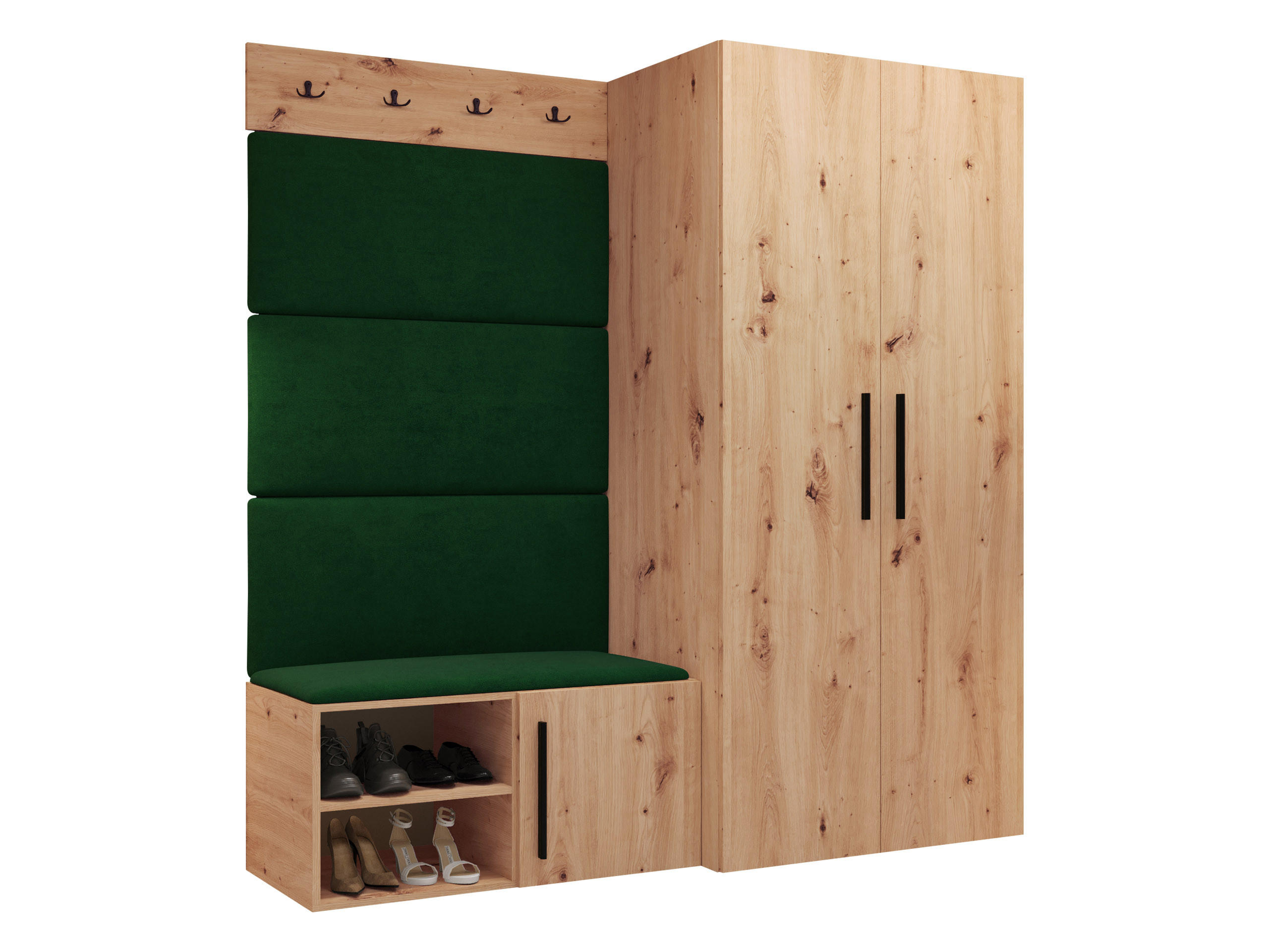 Mirjan24 Garderoben-Set Grün, Eiche Artisan 80x191x50 cm