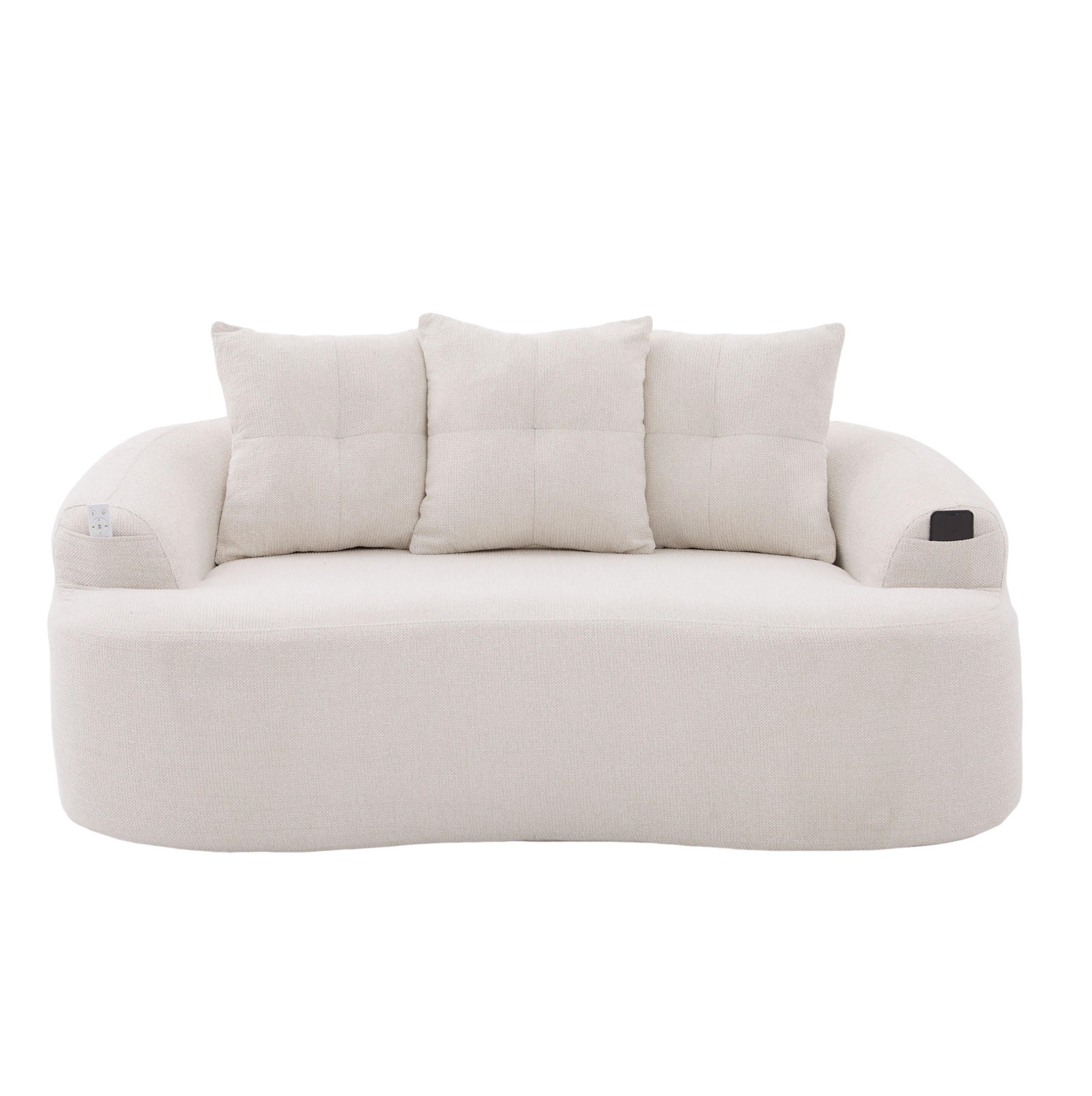 SOFA 2-Sitzer in Beige Chenille 164 x 92 x 60 cm - Beige, Holzwerkstoff (164/60/92cm) - Meubliv