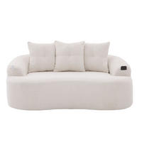 SOFA 2-Sitzer in Beige Chenille 164 x 92 x 60 cm - Beige, Holzwerkstoff (164/60/92cm) - Meubliv