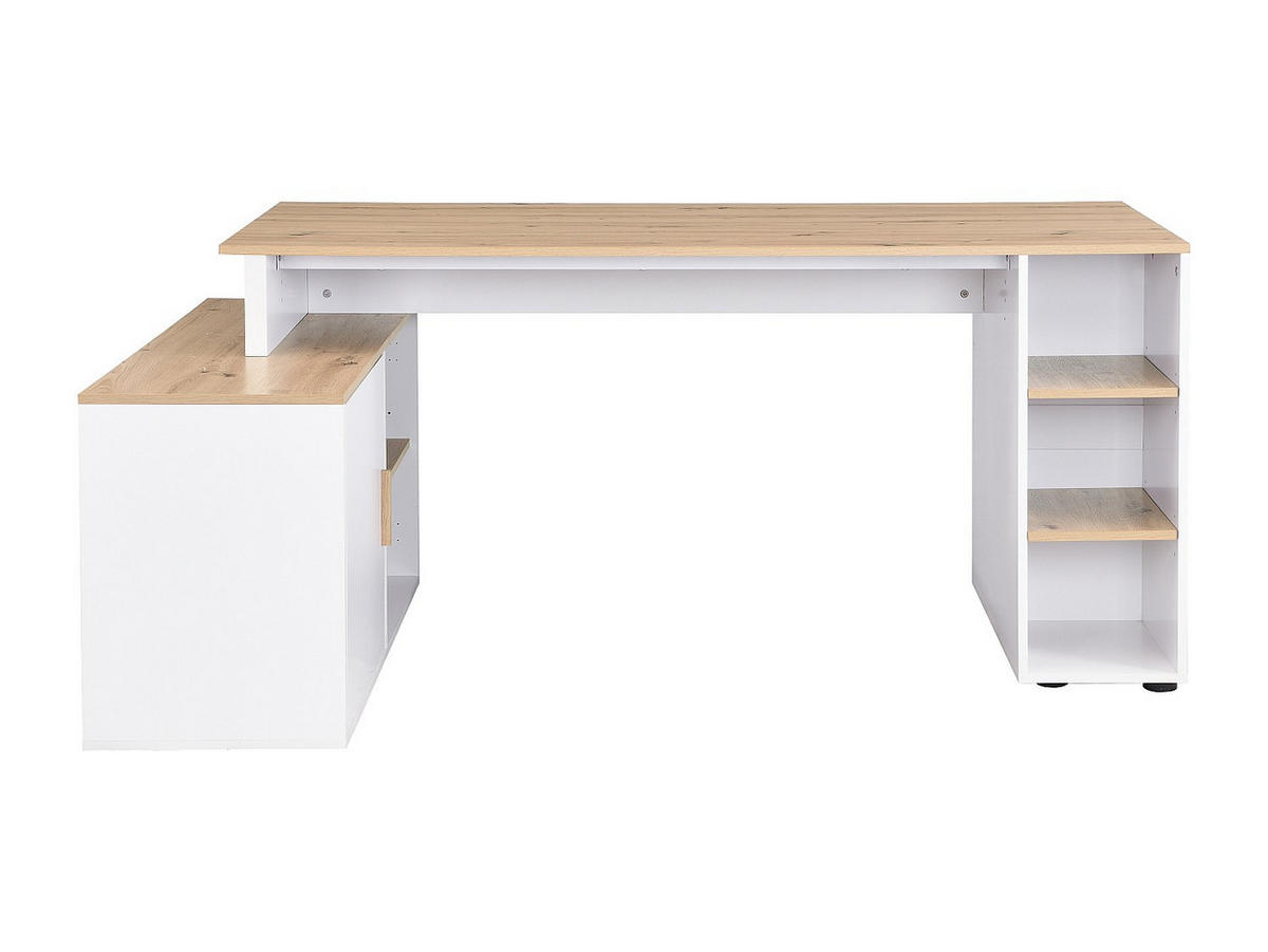 SCHREIBTISCH - 174cm x 120cm - MDF - naturfarben hell, weiß - ROMIARA - Naturfarben, Holz (120/174/76cm) - Vente-Unique