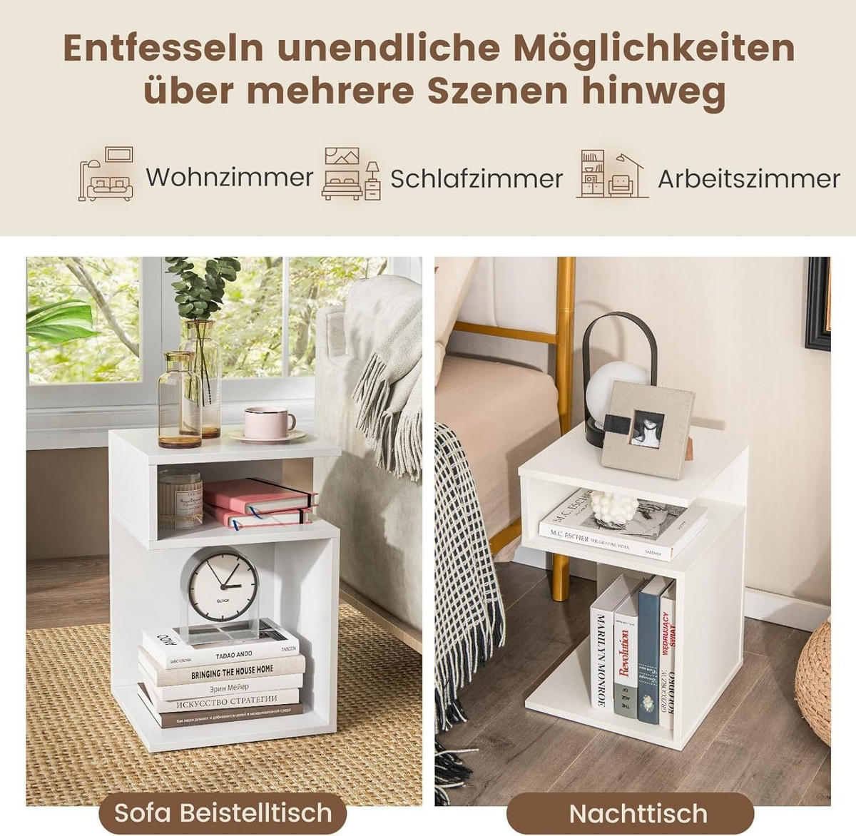 BEISTELLTISCH 50cm Wei& - Weiß, Holz (33/33/50cm) - COSTWAY
