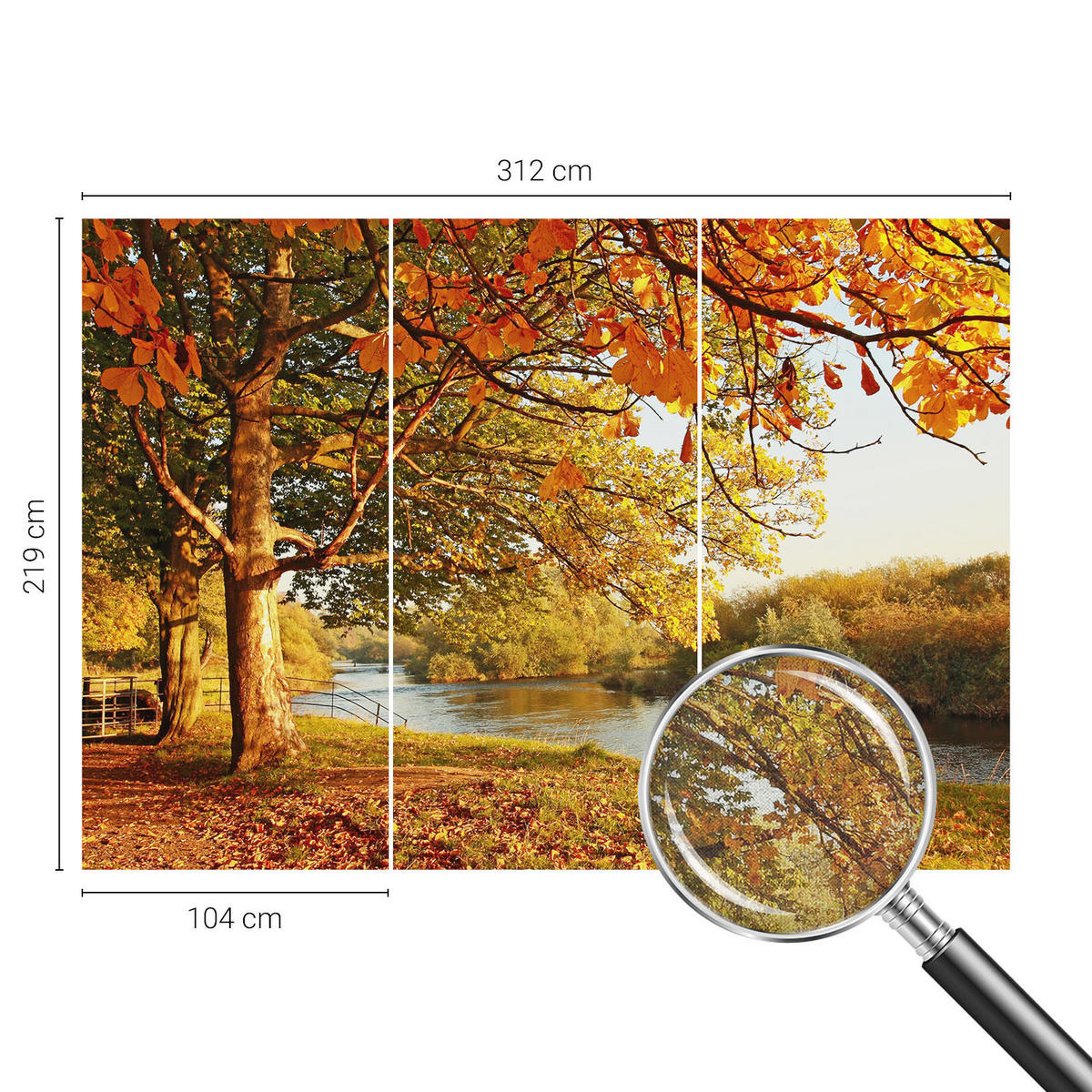 FOTOTAPETE 312x219 cm - Küstenherbst - Gelb, Textil (312/219cm) - Wallfluent