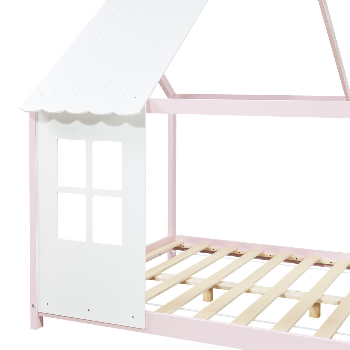 HAUSBETT Tostedt - Hellrosa/Weiß, Holz (140/200cm) - [en.casa]