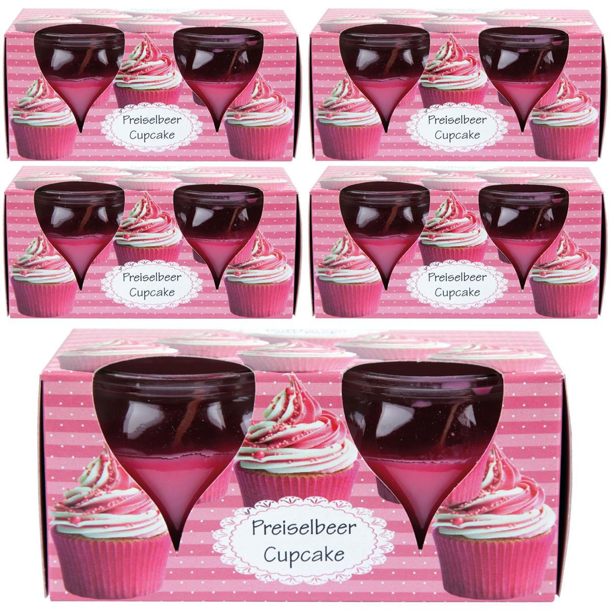 DUFTKERZEN Glas 10er-Pack Preiselbeer Cupcake - Pink, Glas (6/6cm)