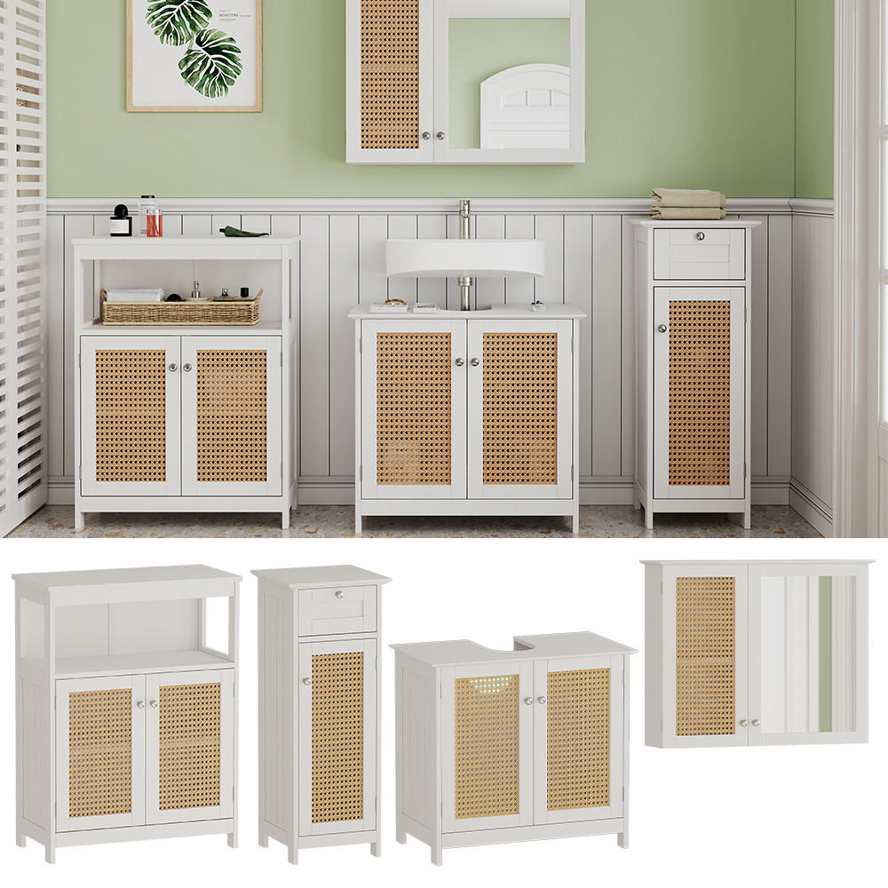 BADMÖBEL-SET Rosario Weiß 4 teilig, mit Midischrank - Weiß, Holzwerkstoff (60/58/35cm) - Vicco