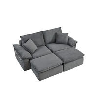 2-SITZER-SOFA DE-35047 boneless mit Fußstütze Hellgrau - Hellgrau, Textil (206/65/156cm) - ComfortXL