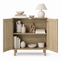 SIDEBOARD Natur, 80/40/88 cm, mit Rattan-Fronten und 2 Türen - Schwarz/Naturfarben, Holzwerkstoff (80/88/40cm) - CHICFURN