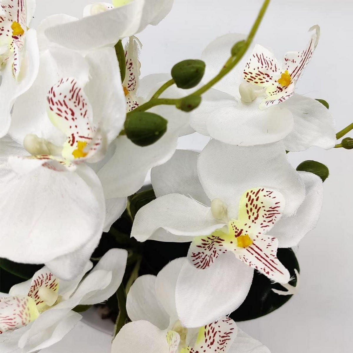 KÜNSTLICHE Orchidee 27 cm weißer Topf - Weiß, Kunststoff (27cm)