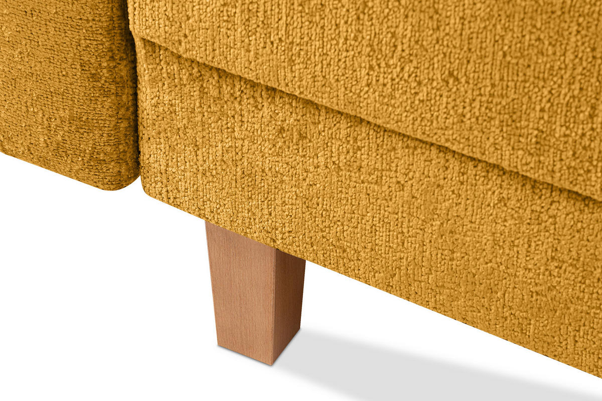 3-SITZER-SCHLAFSOFA ERISO mit weiche Sitzfläche und hohe Rückenlehne, Chenille-Stoff, Gelb - Gelb/Braun, Textil (220/80/100cm) - KONSIMO®