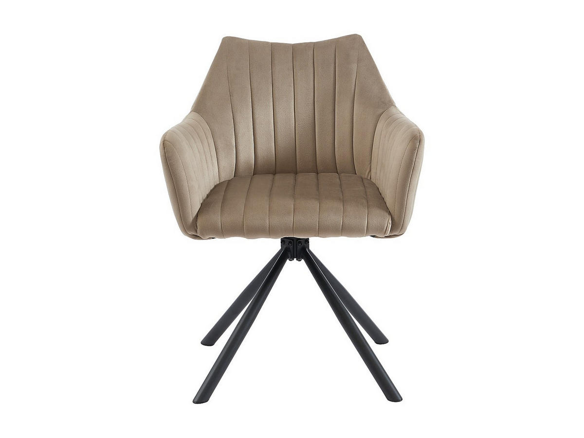 STUHL mit Armlehnen 2er-Set - Samt & Metall - Beige - IZIALI - Beige, Textil (60/83.5/60cm) - Vente-Unique