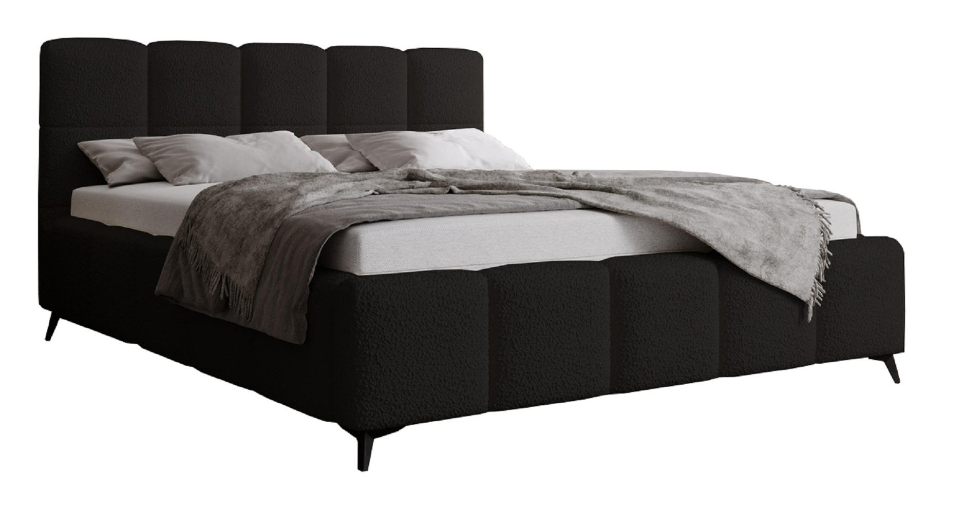 DOPPELBETT 140x200 mit Bettkasten Kastilo, Boucle, Schwarz - Schwarz, Holz/Textil (140/200cm) - Emporius