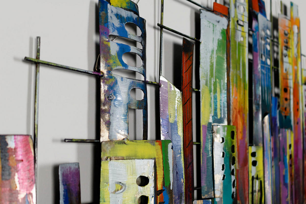 WANDDEKO Bunt 120/60 cm - Multicolor, Metall (3/60/3cm) - KUNSTLOFT