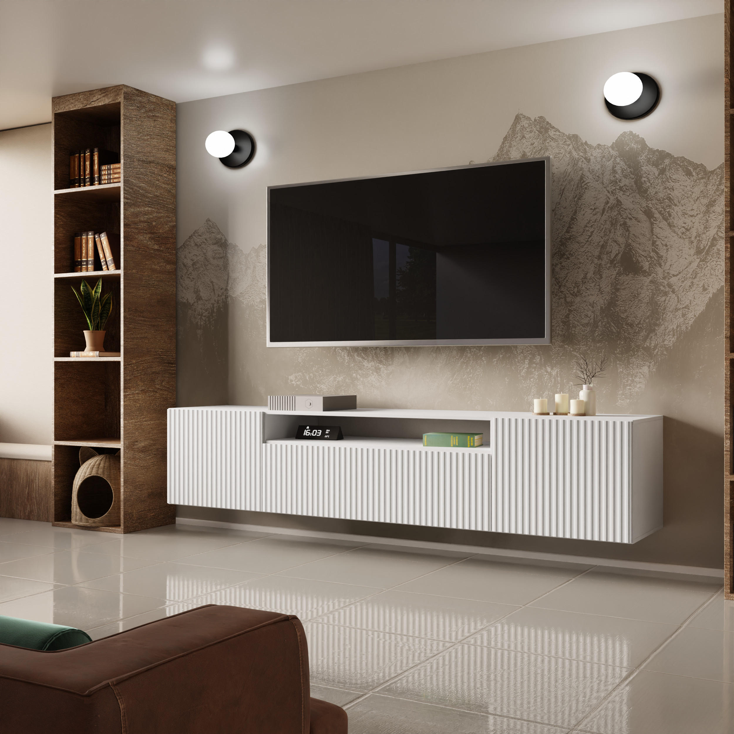 TV-SCHRANK NOE - Weiß, Holzwerkstoff (200/40/41cm) - Meblini