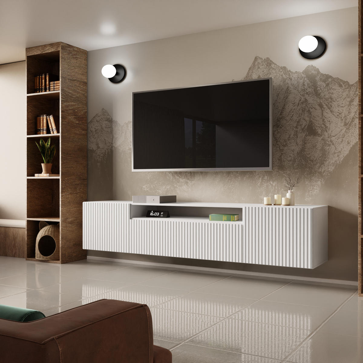 TV-SCHRANK NOE - Weiß, Holzwerkstoff (200/40/41cm) - Meblini