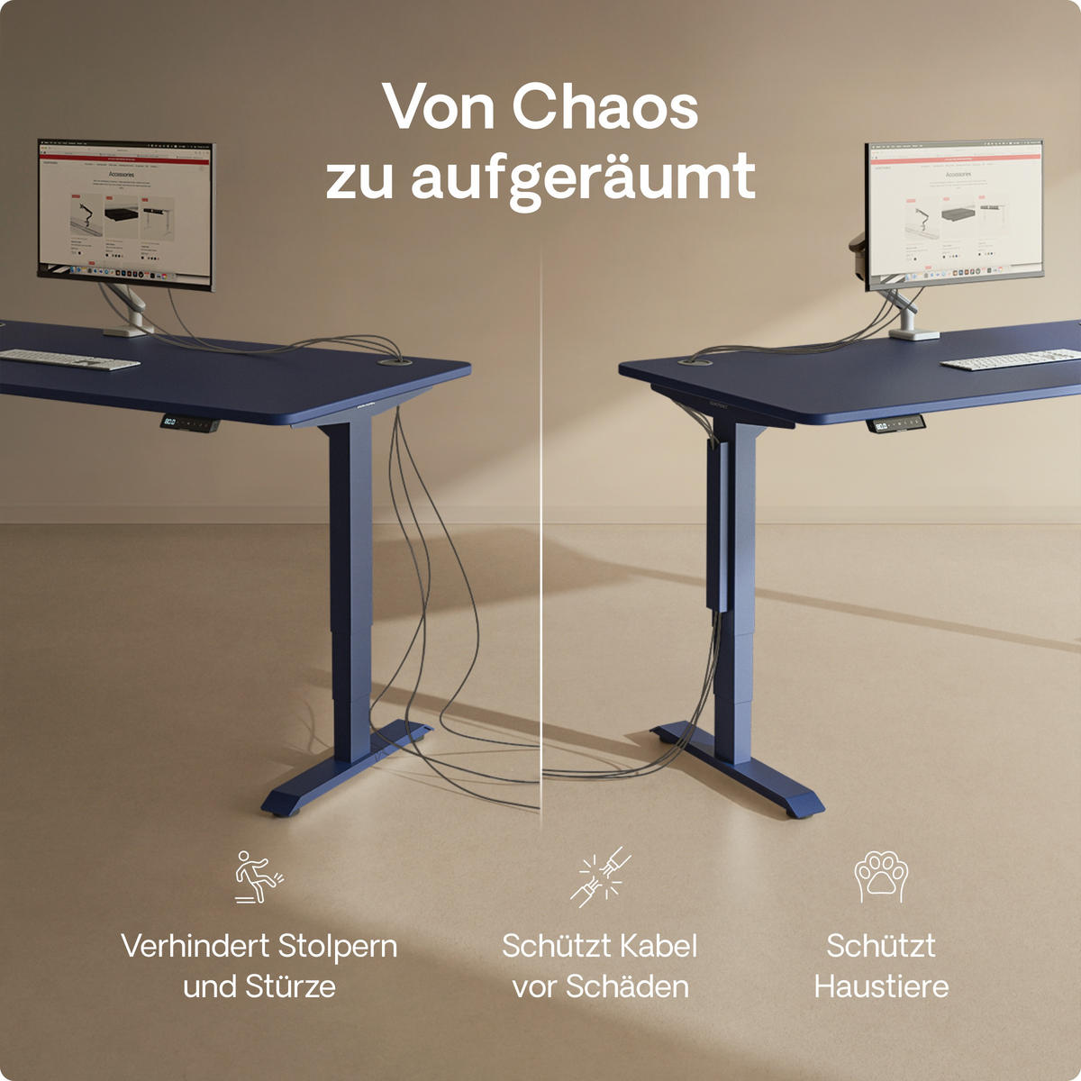 MAGNETISCHER Kabelkanal Schreibtisch Blau, 37x5x2,5cm - Blau, Metall (37/5/2.5cm) - Desktronic