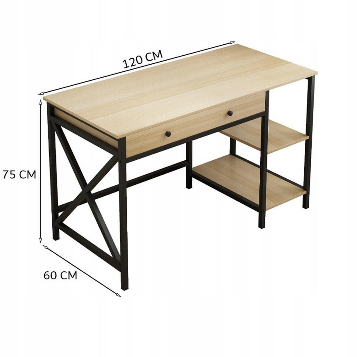 SCHREIBTISCH, braun 120/75/60cm - Braun, Holzwerkstoff (60/129/75cm)