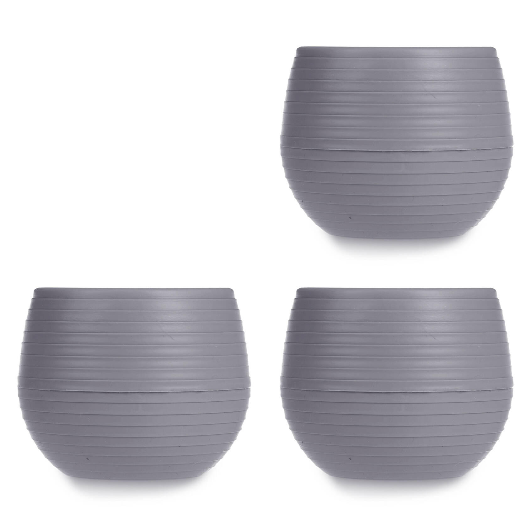 BLUMENTÖPFE Selbstbewässernd Kunststoff 3er-Set Ø 6 cm - Anthrazit, Kunststoff (6/6cm)
