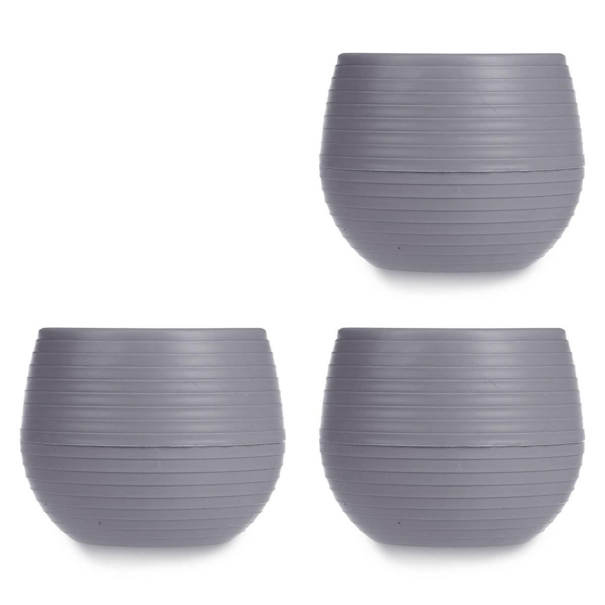 BLUMENTÖPFE Selbstbewässernd Kunststoff 3er-Set Ø 6 cm - Anthrazit, Kunststoff (6/6cm)