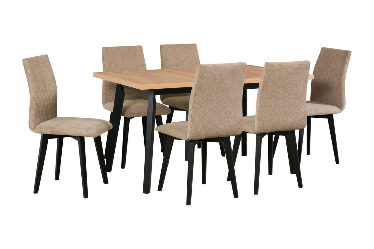 STUHL 2er Set Luna 2, schwarz - Schwarz/Mokka, Holz (43/90/41cm) - Leaf Design