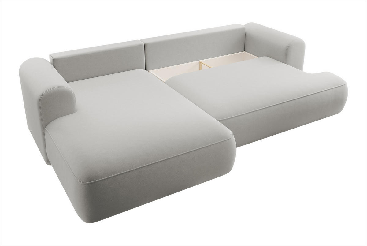 ECKSOFA Ovo Grau Velours - Schwarz/Grau, Kunststoff/Textil (260/165cm) - Selsey