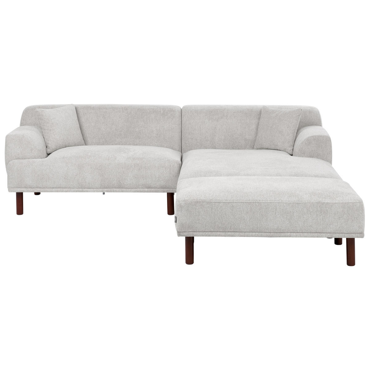 ROHOVÁ POHOVKA 3-místná Látka Světle šedá s otomanem levostranná Holt - světle šedá, textil (241/159cm) - Beliani