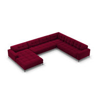PANORAMASOFA rechts Mamaia aus Samt rot 7 Sitzplätze - Rot, Textil (256/75/327cm) - Micadoni