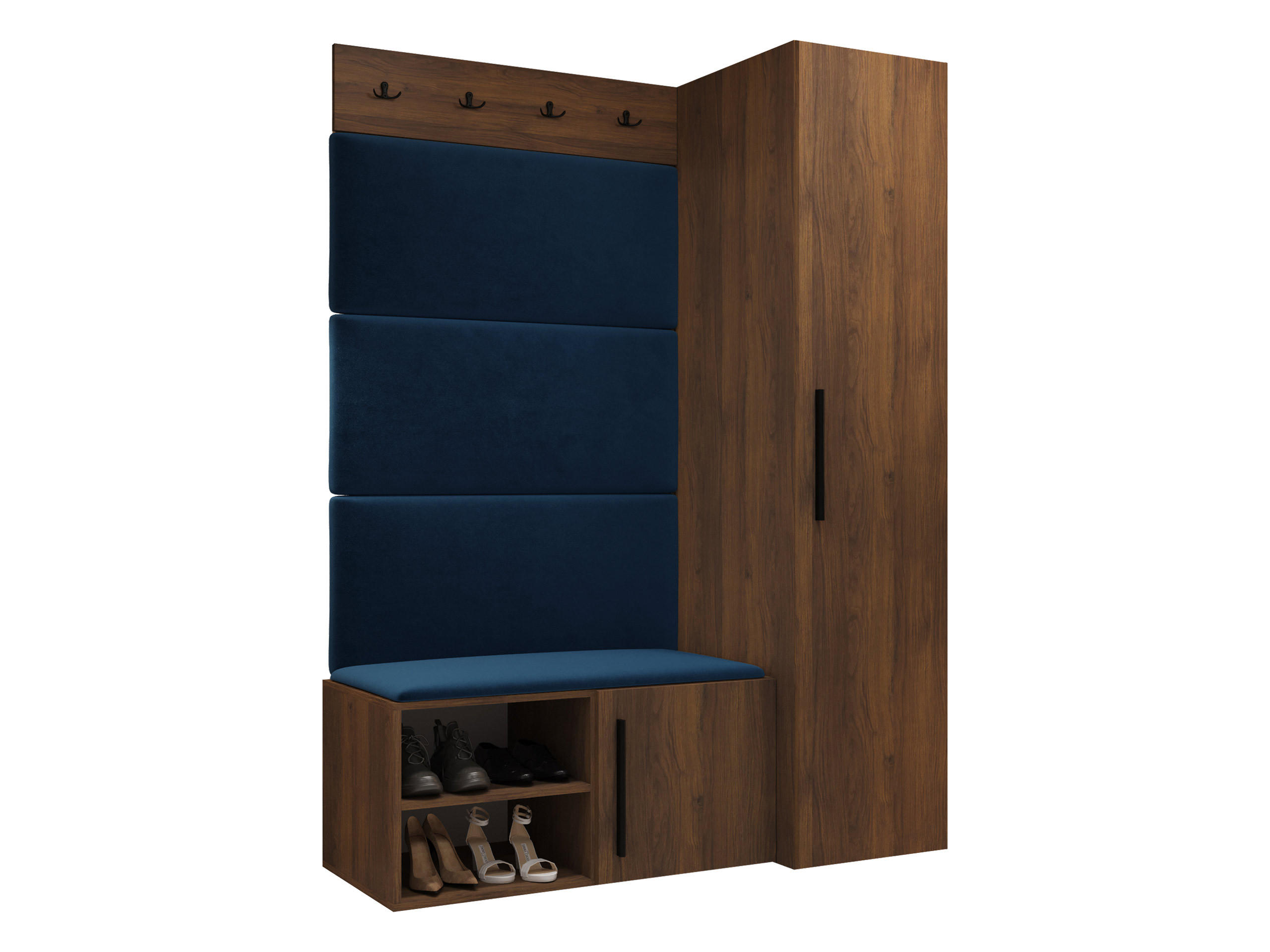 GARDEROBEN-SET Medi II - Blau/Nussbaumfarben, Holzwerkstoff/Kunststoff (40/191/50cm) - MIRJAN24